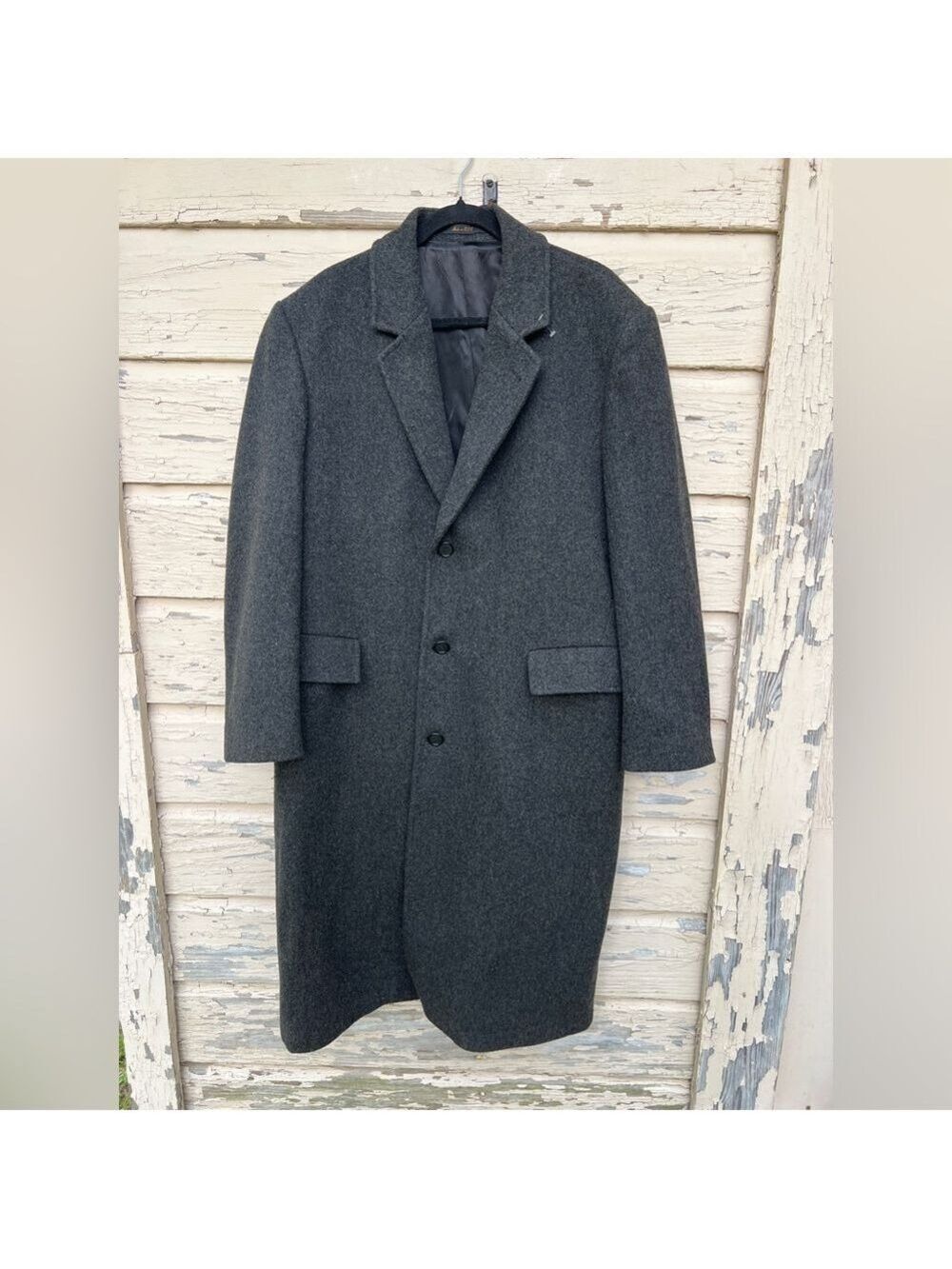 London Fog 100% Wool Men’s Winter Trench Career Business Overcoat Car Coat 44Reg
